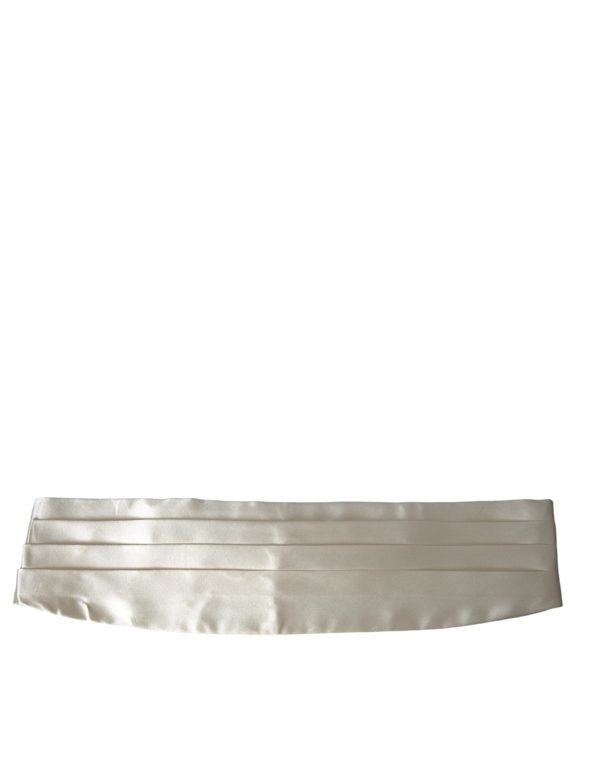 Dolce & Gabbana White Men Wide Waist Silk Belt Cummerbund - Maison Luxe
