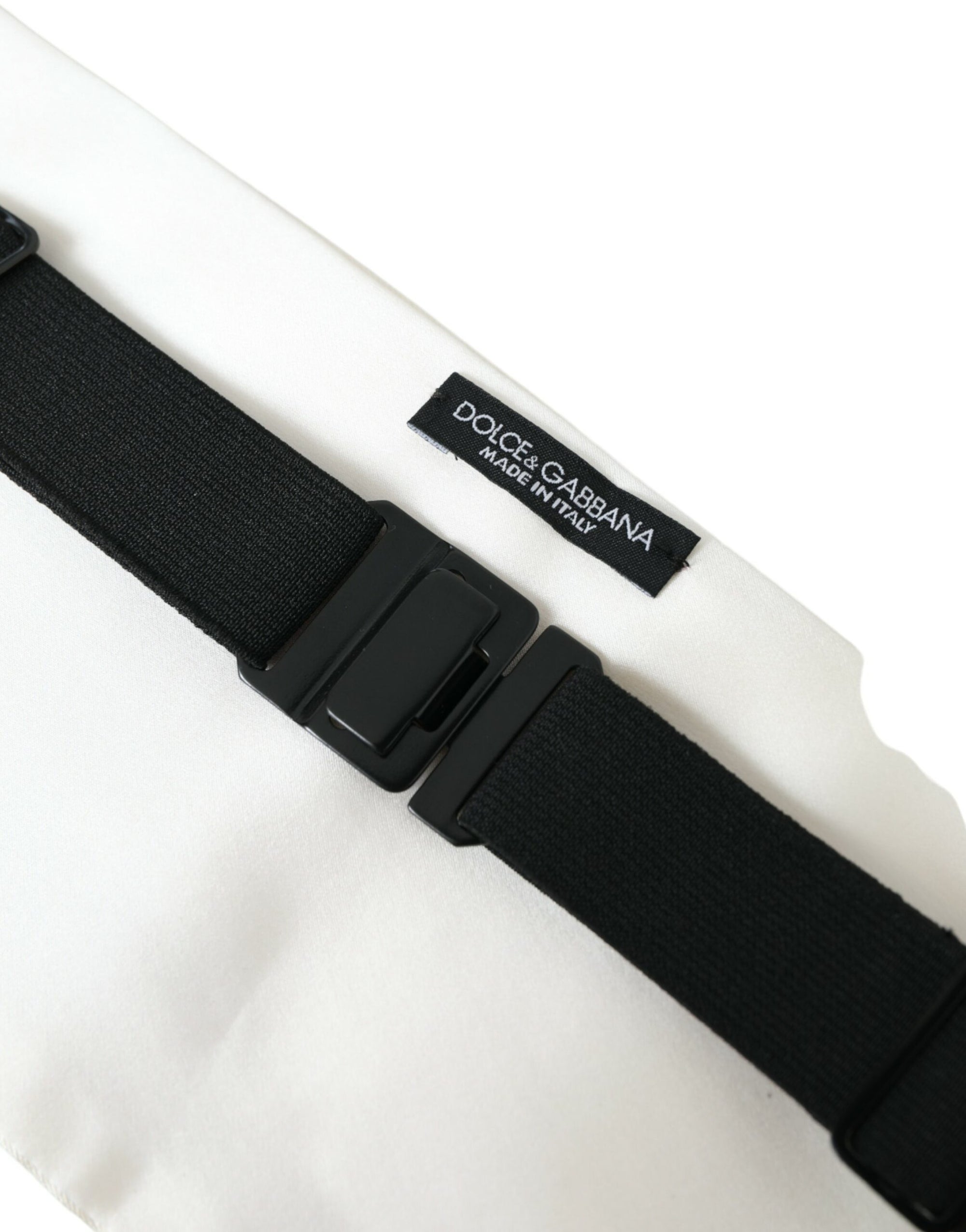 Dolce & Gabbana White Men Wide Waist Silk Belt Cummerbund - Maison Luxe