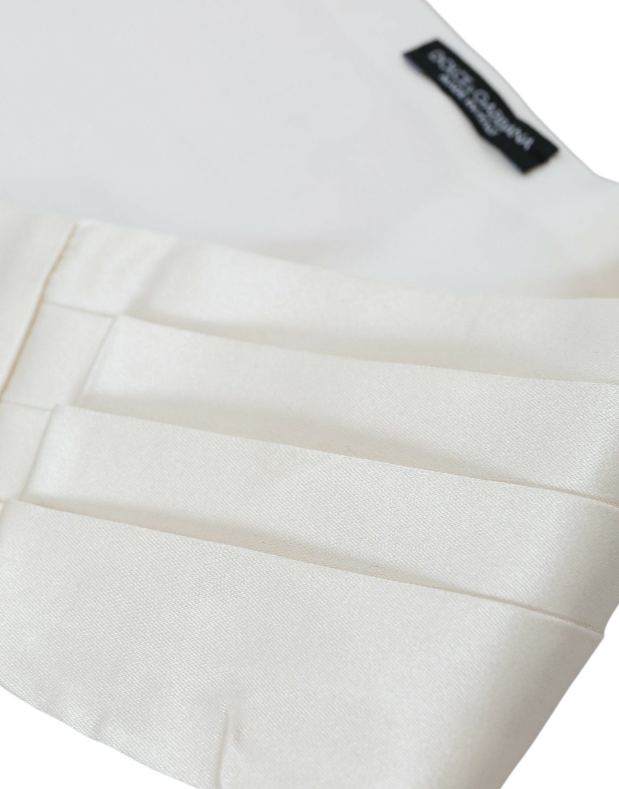 Dolce & Gabbana White Men Wide Waist Silk Belt Cummerbund - Maison Luxe