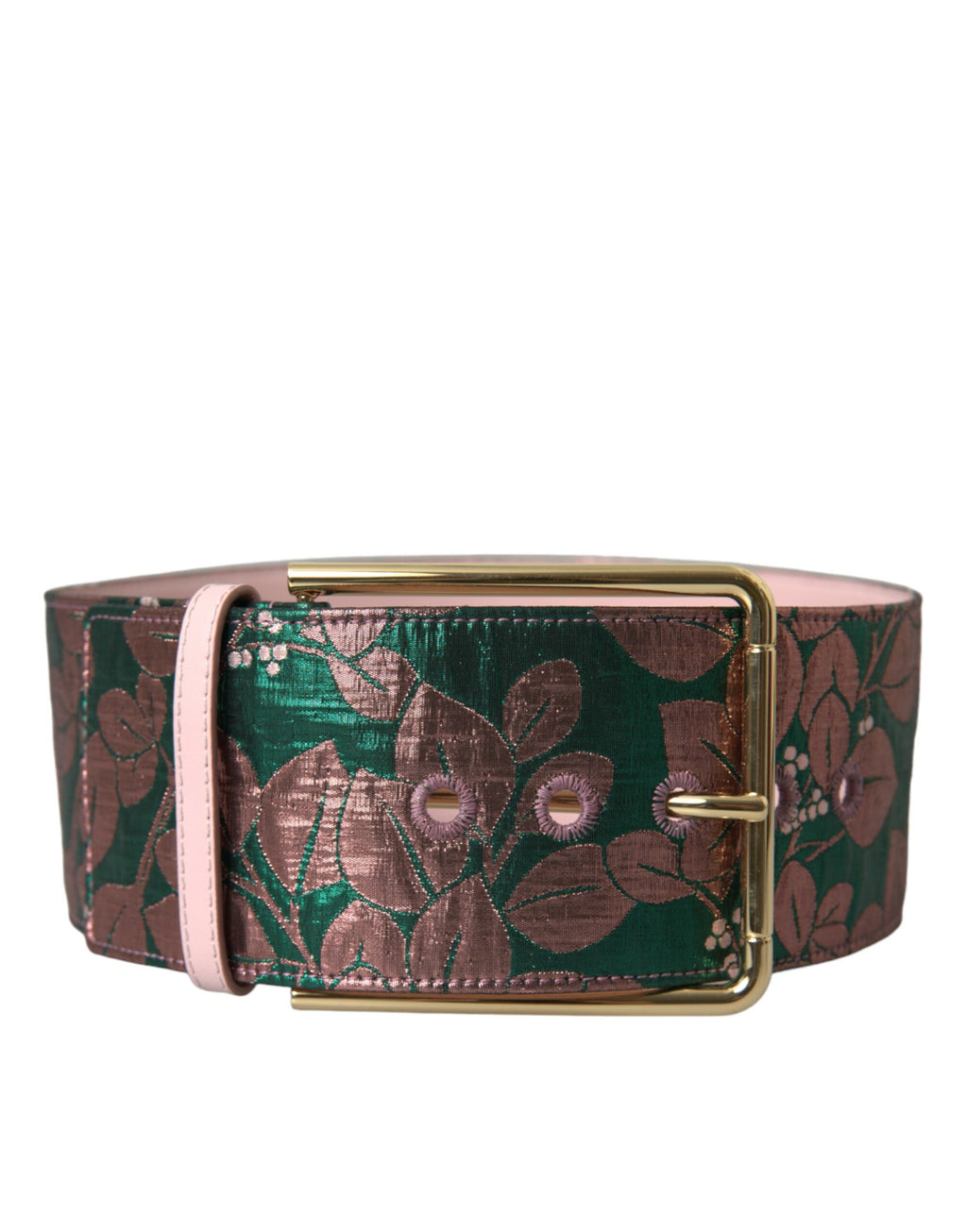 Dolce & Gabbana Multicolor Floral Jacquard Lurex Gold Buckle Belt - Maison Luxe