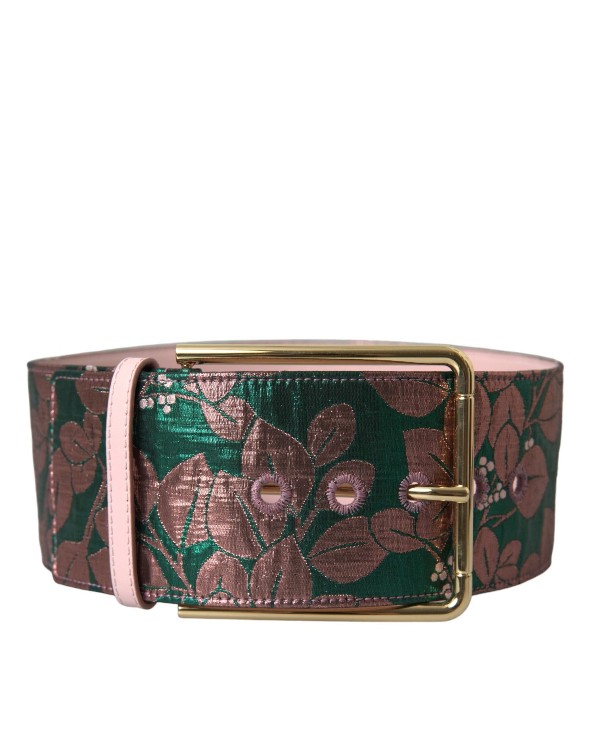 Dolce & Gabbana Multicolor Floral Jacquard Lurex Gold Buckle Belt - Maison Luxe