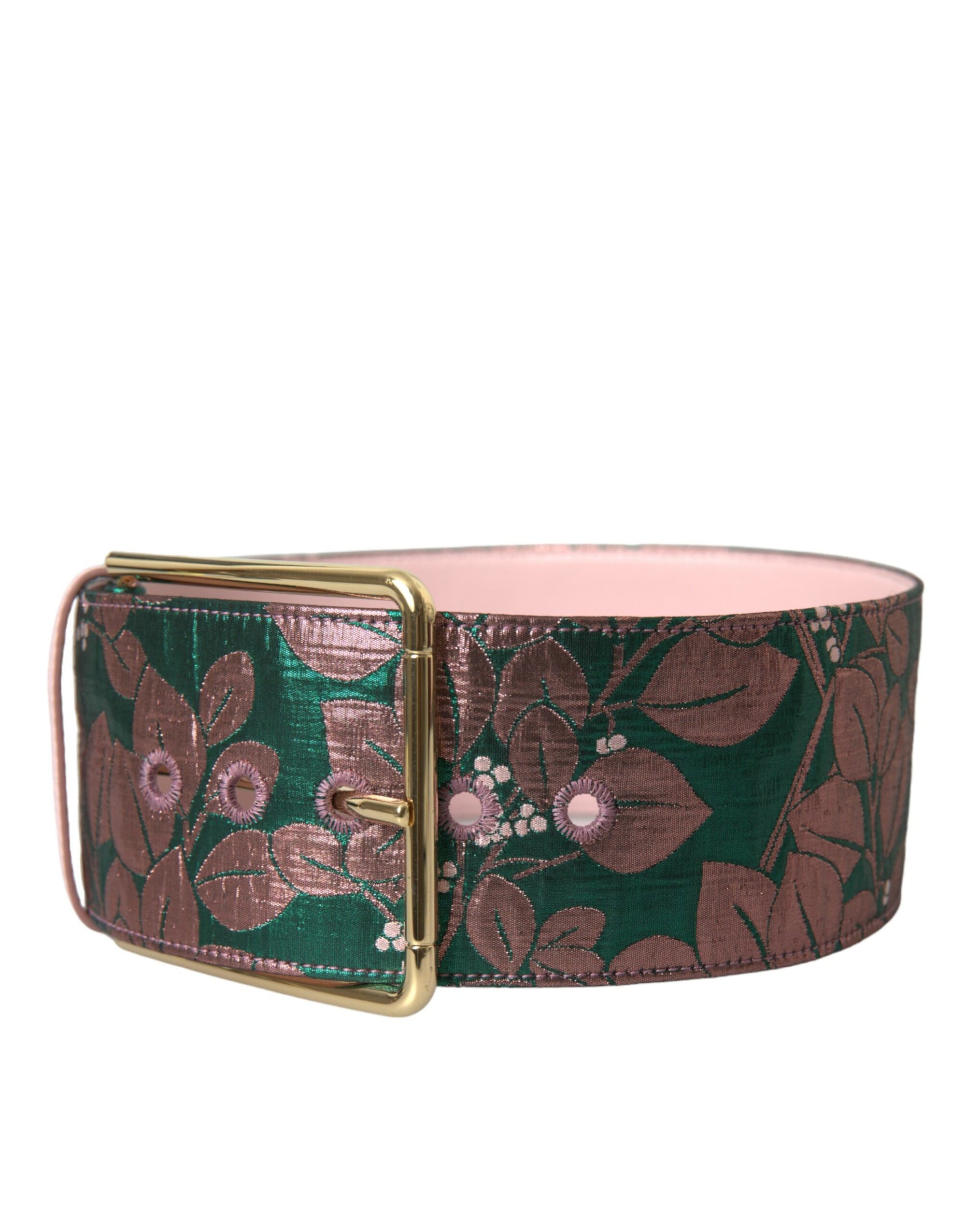 Dolce & Gabbana Multicolor Floral Jacquard Lurex Gold Buckle Belt - Maison Luxe