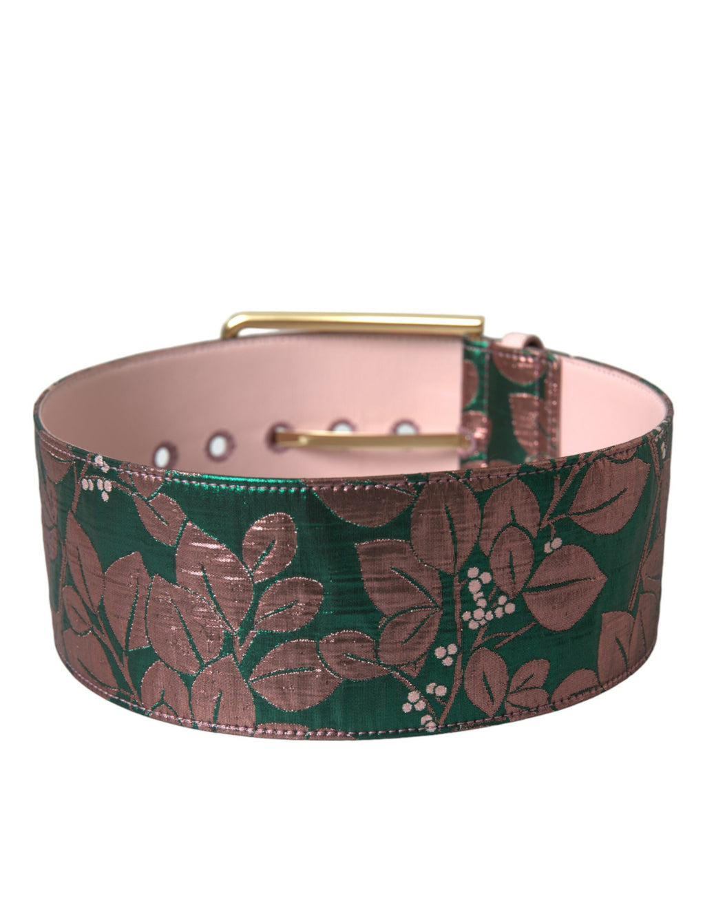 Dolce & Gabbana Multicolor Floral Jacquard Lurex Gold Buckle Belt - Maison Luxe