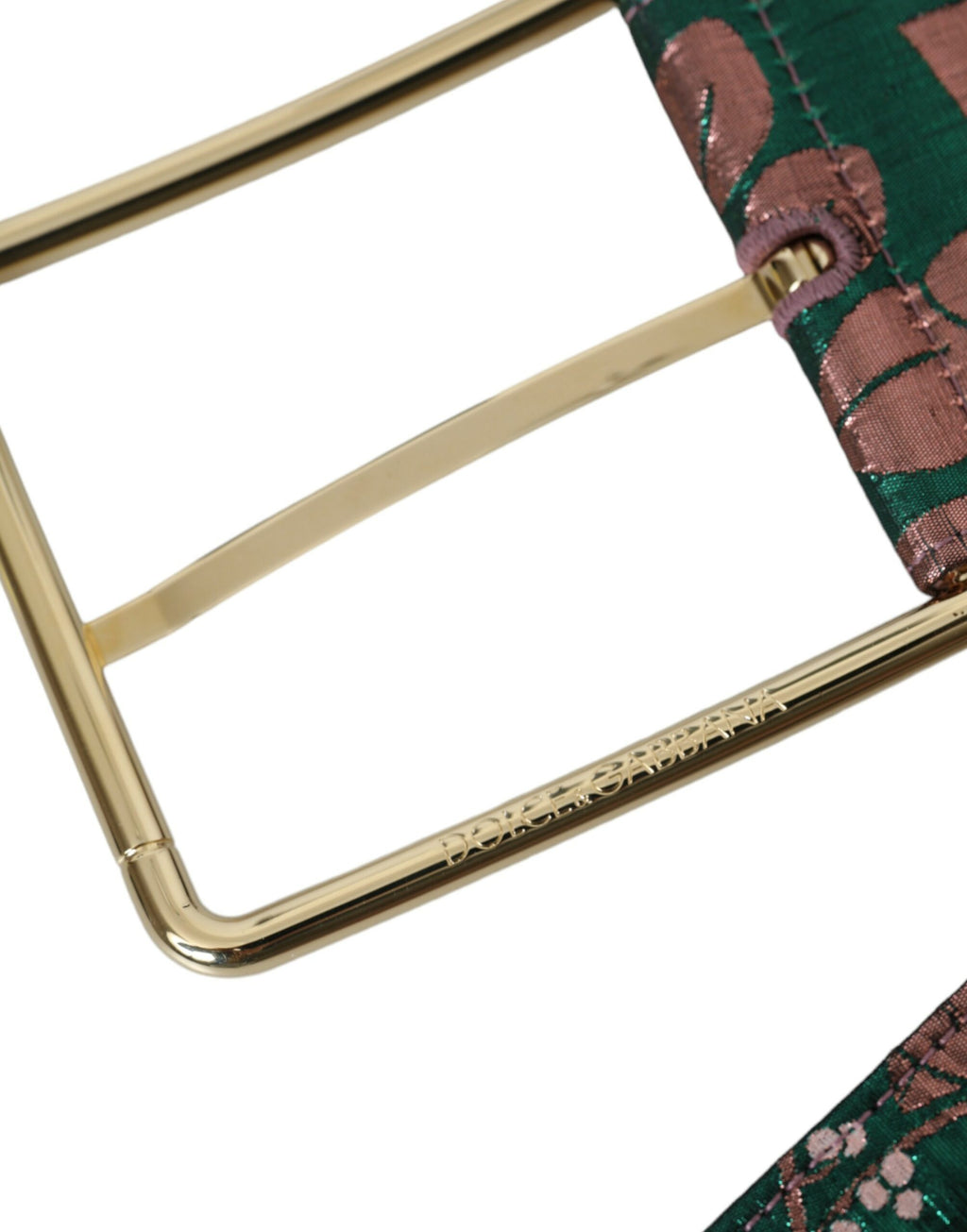 Dolce & Gabbana Multicolor Floral Jacquard Lurex Gold Buckle Belt - Maison Luxe