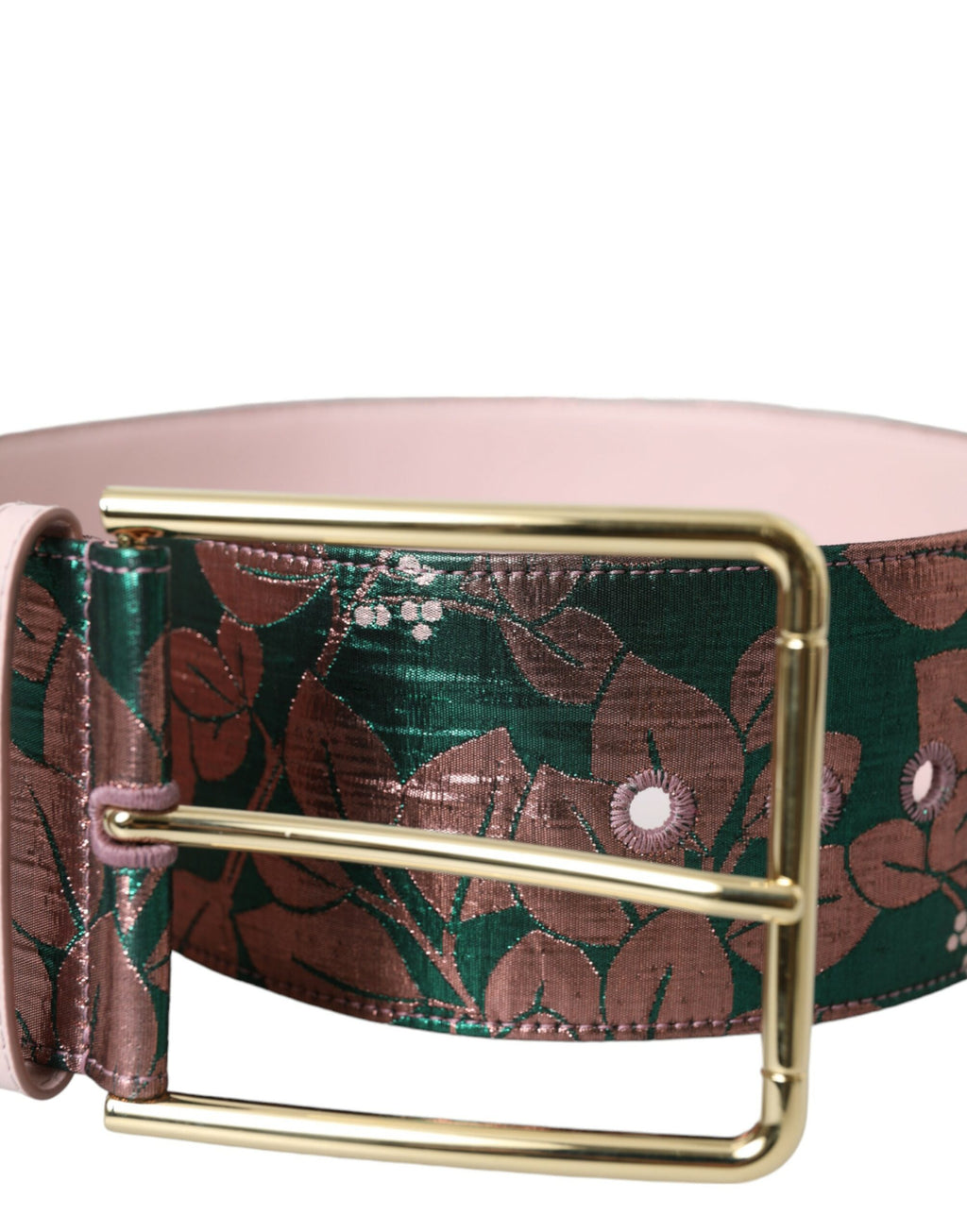 Dolce & Gabbana Multicolor Floral Jacquard Lurex Gold Buckle Belt - Maison Luxe