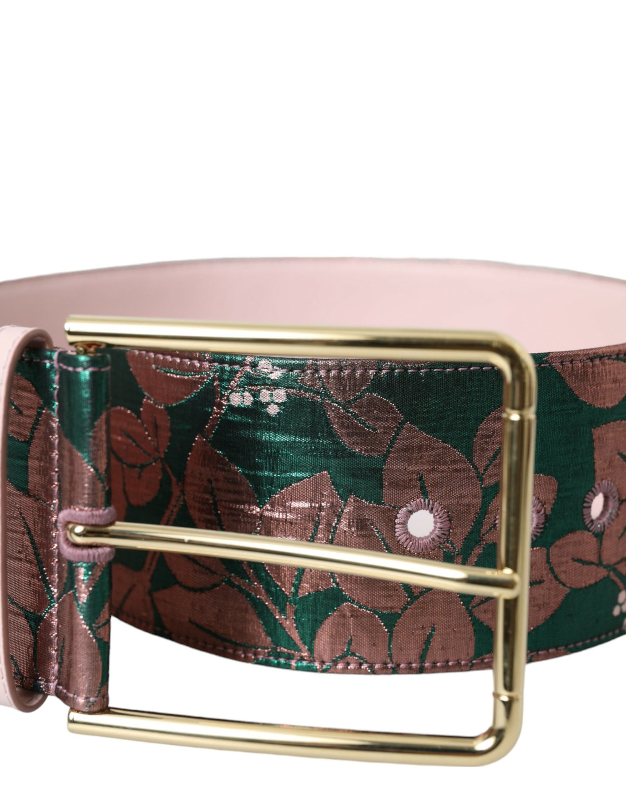 Dolce & Gabbana Multicolor Floral Jacquard Lurex Gold Buckle Belt - Maison Luxe