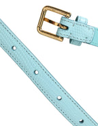 Dolce & Gabbana Light Blue Leather Crystal Chain Waist Belt - Maison Luxe
