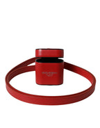 Dolce & Gabbana Red Calfskin Leather Logo Print Strap Men Airpods Case - Maison Luxe