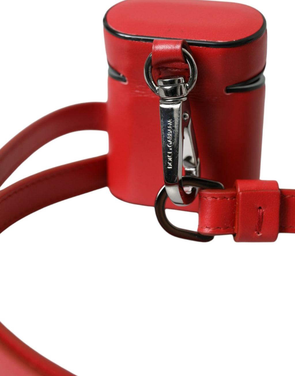 Dolce & Gabbana Red Calfskin Leather Logo Print Strap Men Airpods Case - Maison Luxe