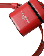 Dolce & Gabbana Red Calfskin Leather Logo Print Strap Men Airpods Case - Maison Luxe