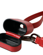 Dolce & Gabbana Red Calfskin Leather Logo Print Strap Men Airpods Case - Maison Luxe