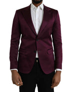 Dolce & Gabbana Maroon Silk Single Breasted Coat Blazer