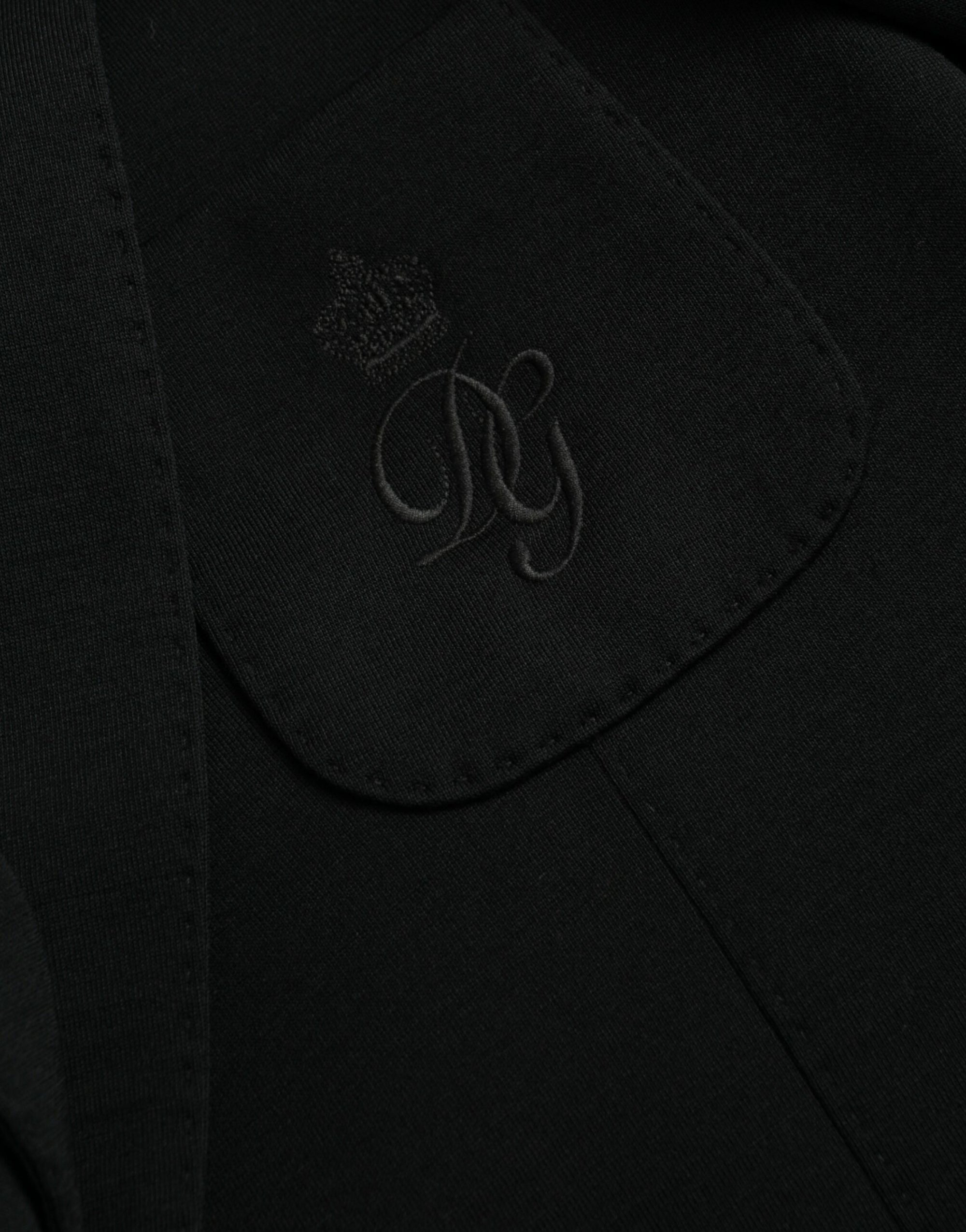 Dolce & Gabbana Black Wool Notch Single Breasted Coat Blazer