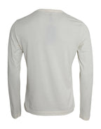Dolce & Gabbana Off White Cotton Round Neck Pullover Sweater