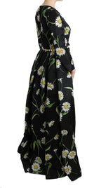 Dolce & Gabbana Multicolor Silk Sunflower Print Long Maxi Dress