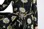 Dolce & Gabbana Multicolor Silk Sunflower Print Long Maxi Dress