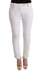 Ermanno Scervino White Cotton Slim Fit Casual Pants