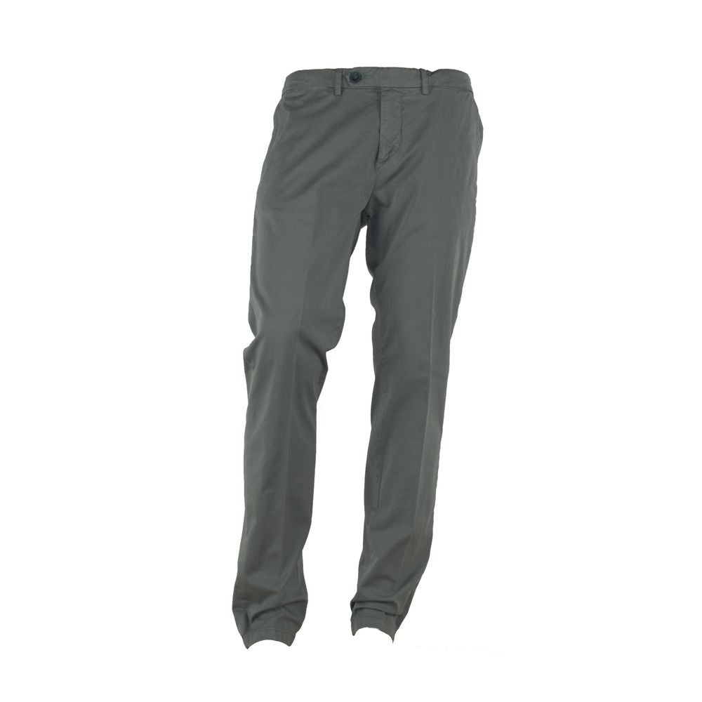 Made in Italy "Gray Cotton Men Trouser with Italian Craftsmanship"