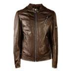 Emilio Romanelli Brown Leather Men Jacket