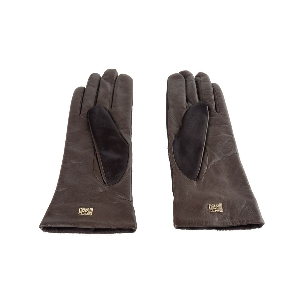 Cavalli Class Brown Cowhide Women Glove - Maison Luxe