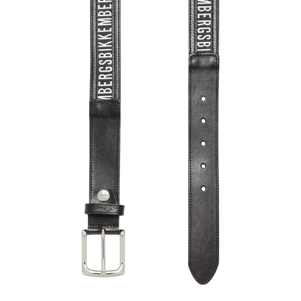 Bikkembergs Black Calfskin Men Belt - Maison Luxe