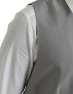 Dolce & Gabbana Light Gray Wool Formal Dress Waistcoat Vest
