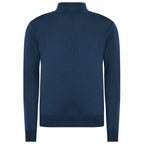 La Martina Blue Wool Men Sweater with Half Zip Closure
