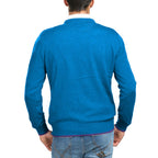 La Martina Blue Cotton Men Sweater
