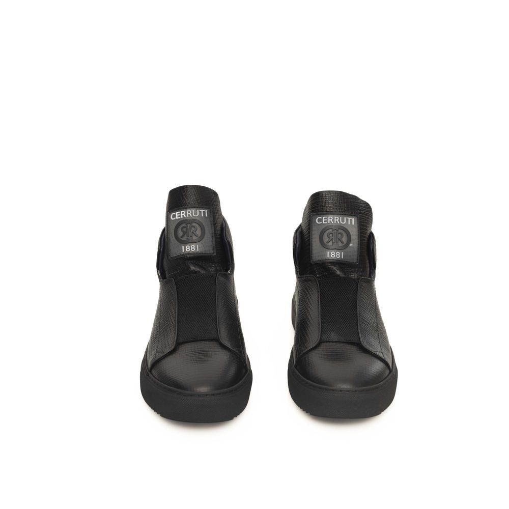 Cerruti 1881 Black Calfskin Men Sneaker