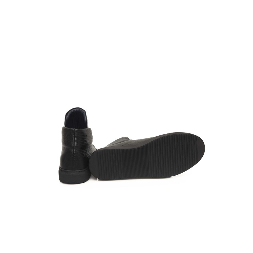 Cerruti 1881 Black Calfskin Men Sneaker