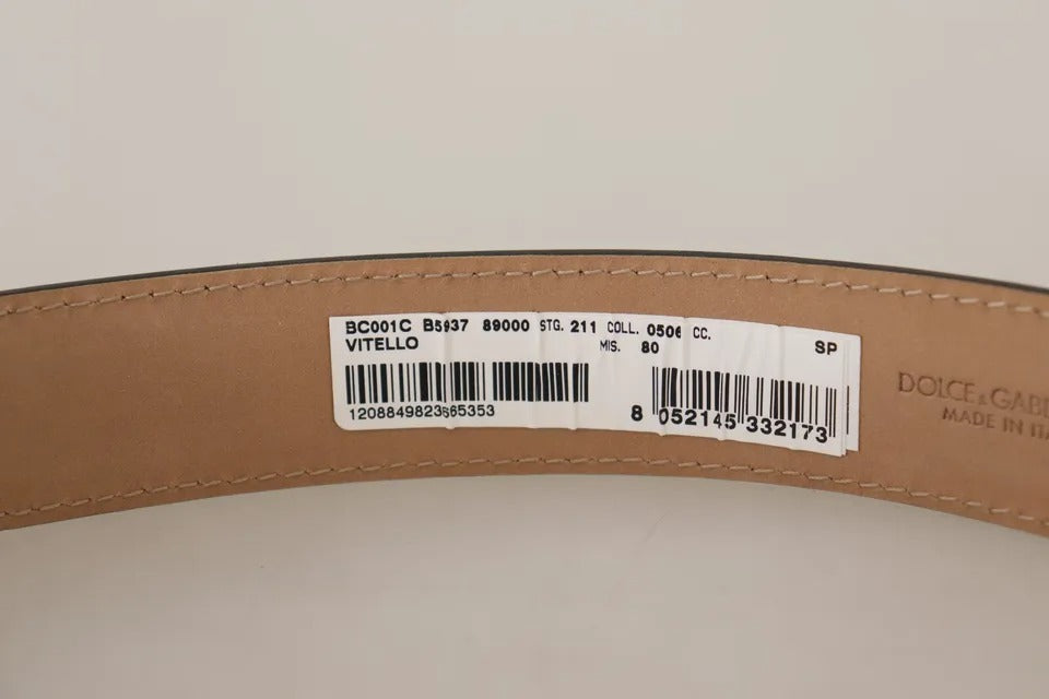 Dolce & Gabbana Black Leather Gold Metal Logo Engraved Buckle Belt - Maison Luxe