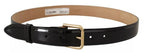 Dolce & Gabbana Black Leather Gold Metal Logo Engraved Buckle Belt - Maison Luxe