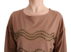 John Galliano Brown Cotton Studded Sweater