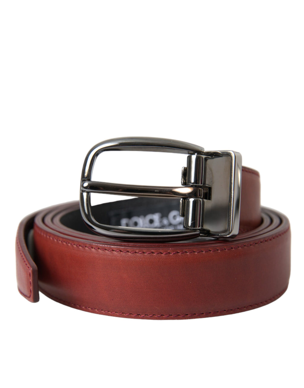 Dolce & Gabbana Brown Leather Silver Metal Buckle Belt Men - Maison Luxe