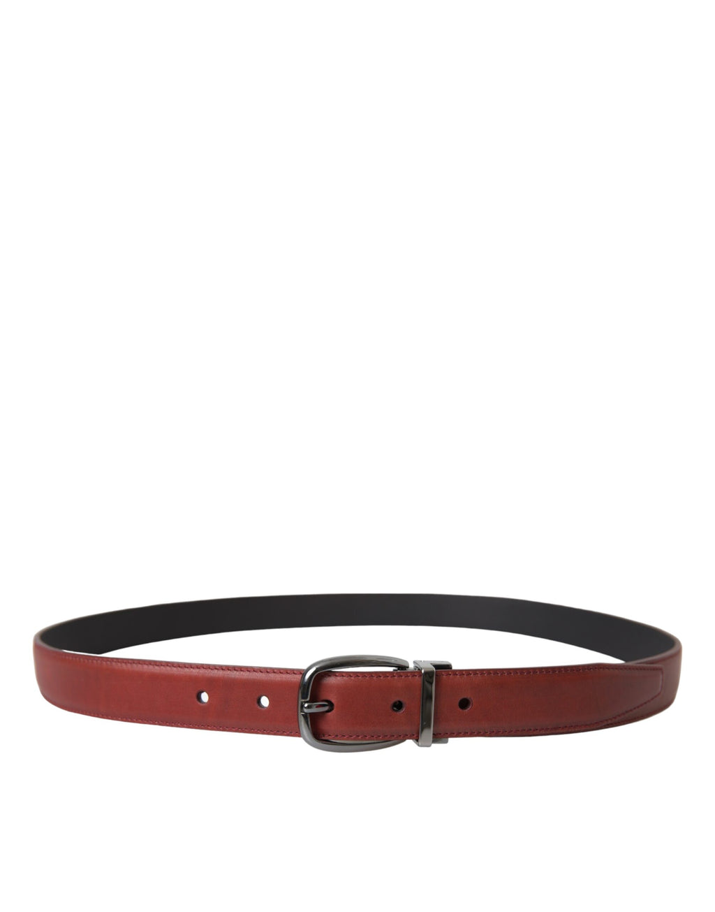 Dolce & Gabbana Brown Leather Silver Metal Buckle Belt Men - Maison Luxe