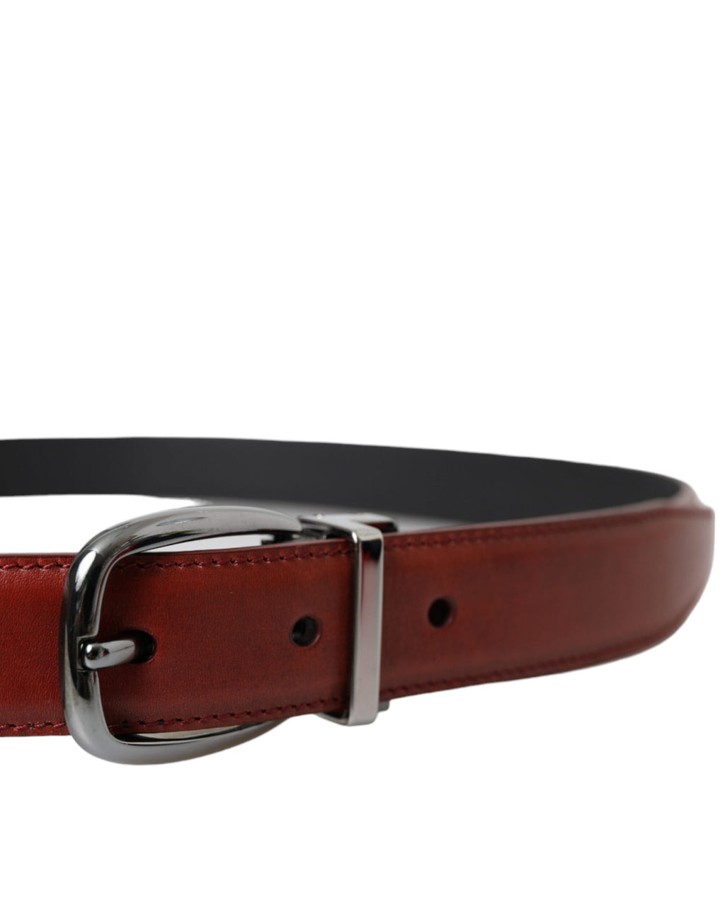 Dolce & Gabbana Brown Leather Silver Metal Buckle Belt Men - Maison Luxe