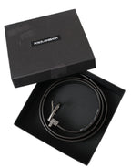 Dolce & Gabbana Dark Brown Perforated Leather Metal Buckle Belt Men - Maison Luxe