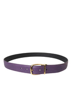 Dolce & Gabbana Purple Leather Gold Metal Buckle Belt Men - Maison Luxe