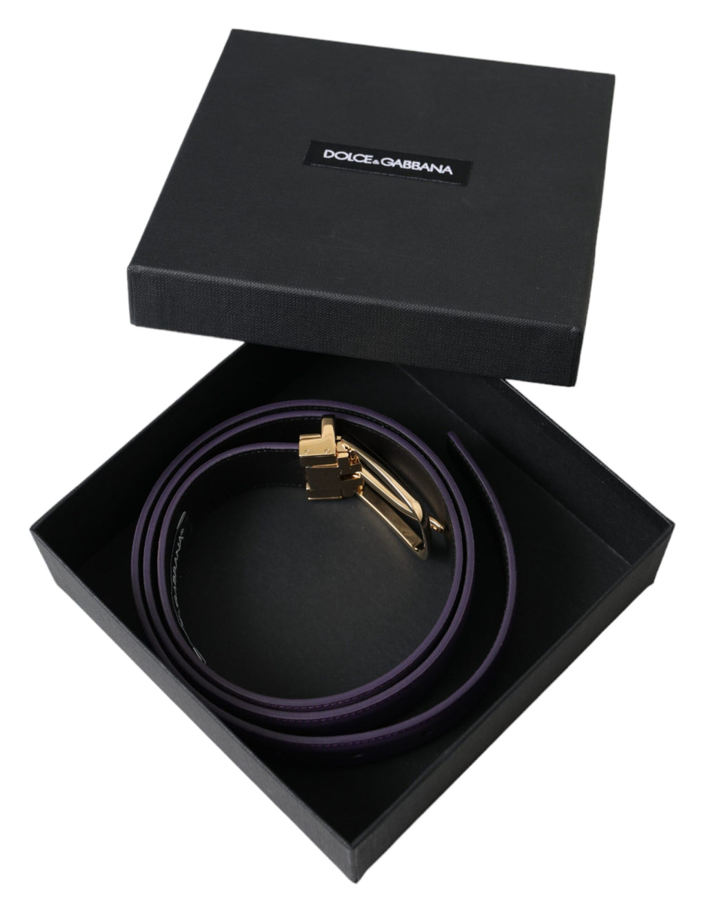 Dolce & Gabbana Purple Leather Gold Metal Buckle Belt Men - Maison Luxe