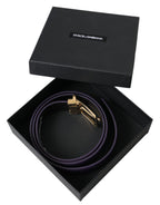 Dolce & Gabbana Purple Leather Gold Metal Buckle Belt Men - Maison Luxe