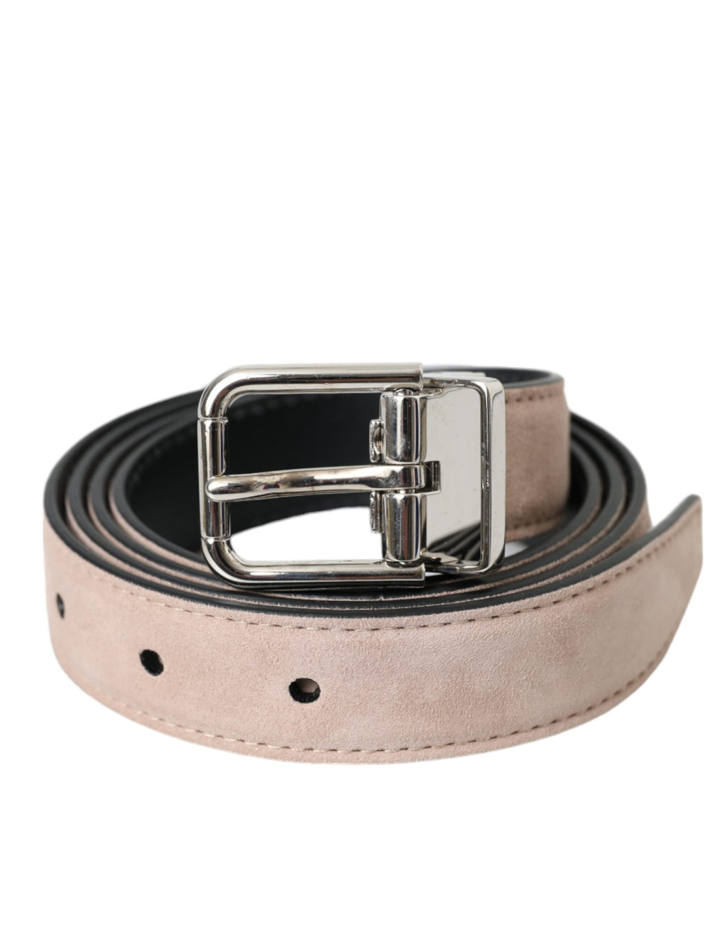 Dolce & Gabbana Beige Suede Leather Silver Buckle Belt Men - Maison Luxe