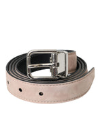 Dolce & Gabbana Beige Suede Leather Silver Buckle Belt Men - Maison Luxe