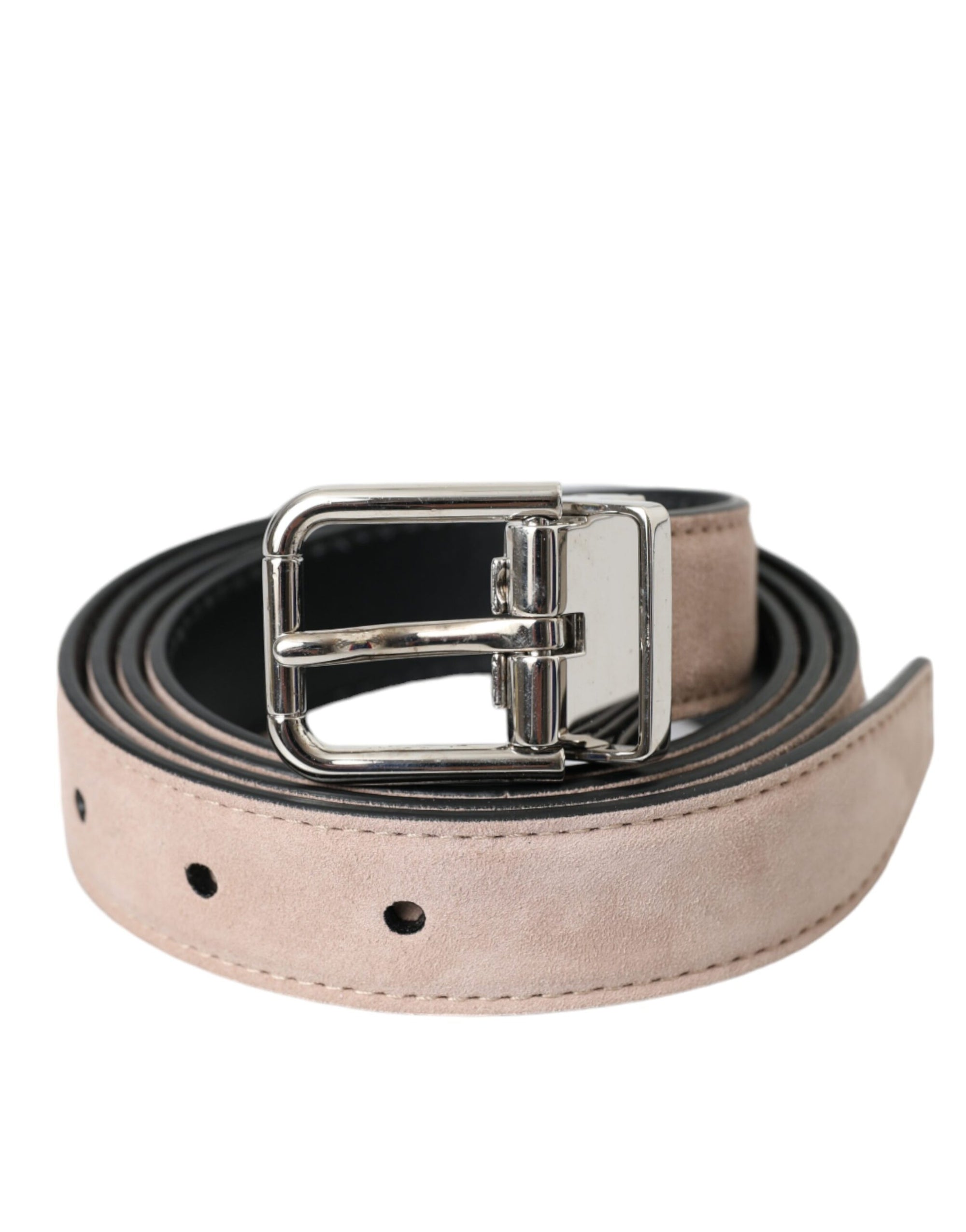 Dolce & Gabbana Beige Suede Leather Silver Buckle Belt Men - Maison Luxe