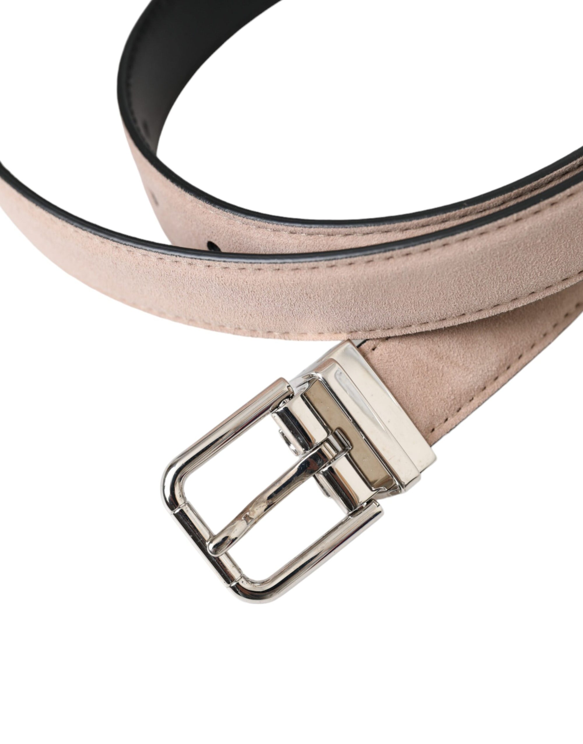 Dolce & Gabbana Beige Suede Leather Silver Buckle Belt Men - Maison Luxe