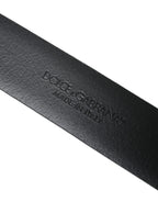 Dolce & Gabbana Blue Calf Leather Gold Metal Buckle Belt Men - Maison Luxe