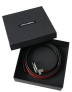 Dolce & Gabbana Red Leather Silver Metal Buckle Belt Men - Maison Luxe
