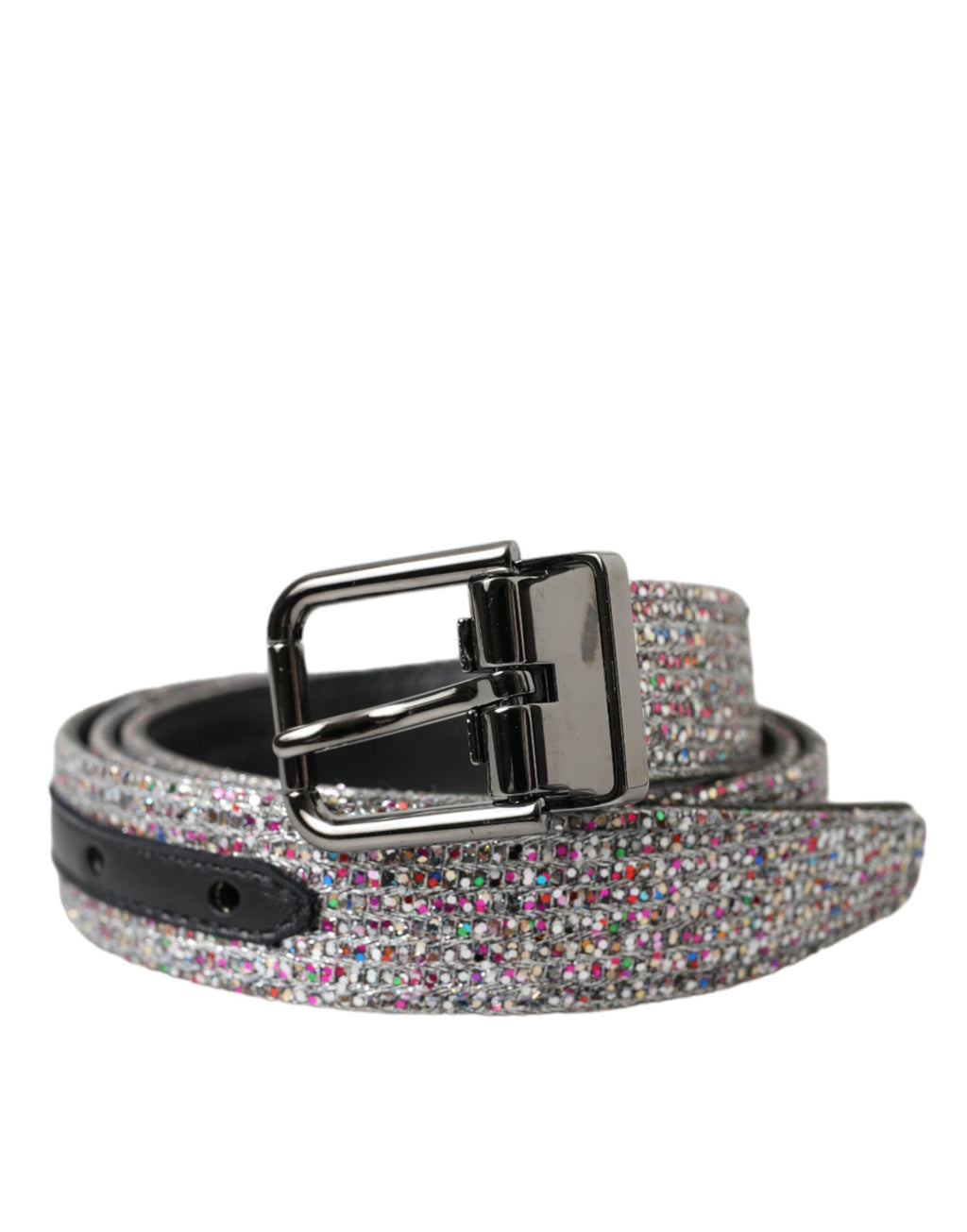 Dolce & Gabbana Multicolor Embellished Silver Metal Buckle Belt - Maison Luxe