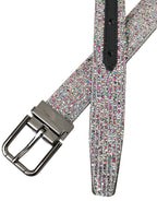 Dolce & Gabbana Multicolor Embellished Silver Metal Buckle Belt - Maison Luxe