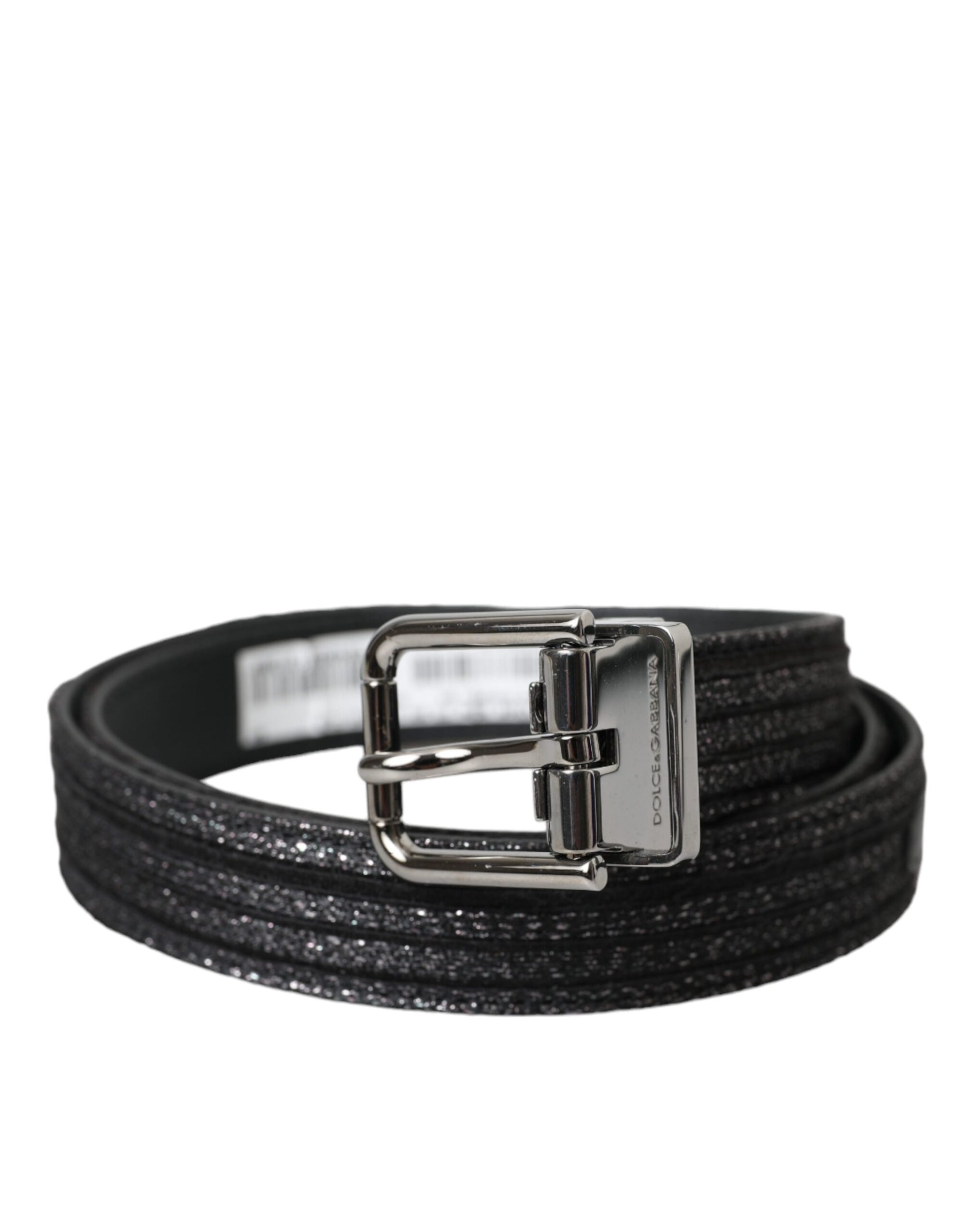 Dolce & Gabbana Black Jacquard Stripes Silver Metal Buckle Belt - Maison Luxe