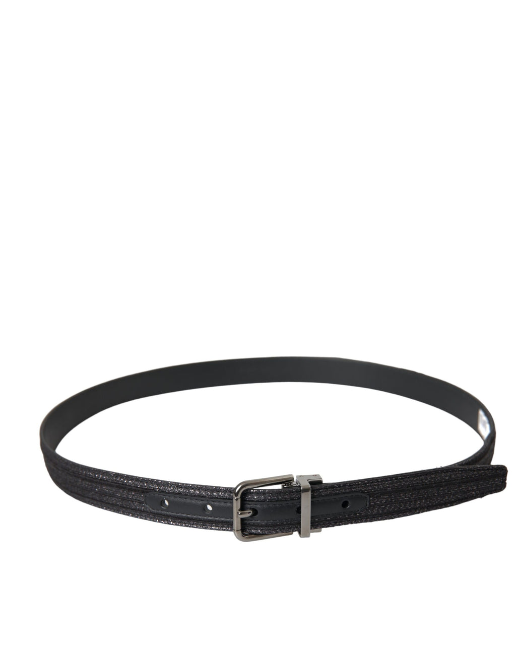 Dolce & Gabbana Black Jacquard Stripes Silver Metal Buckle Belt - Maison Luxe